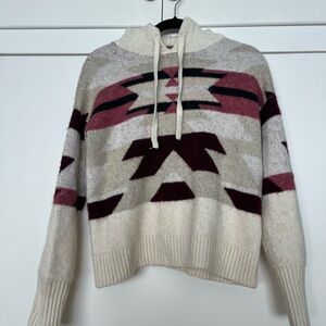 Lou & Grey Textured Knit Sweater in Cream and Burgundy